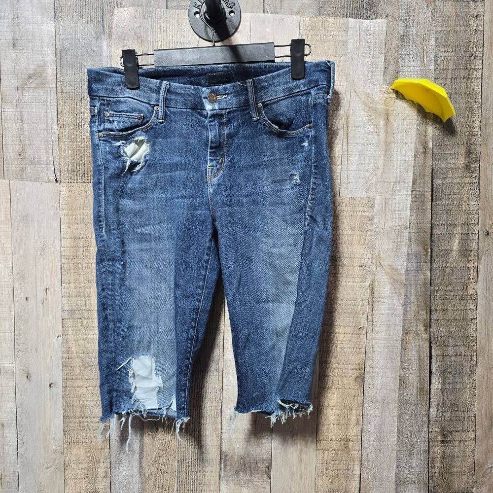 Mother Custom Bermuda Distressed Denim Jean Shorts 28 Luxury READ DESCRIPTION